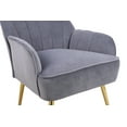 thumbnail image 5 of Modern Velvet Accent Chair with Curved Backrest, Lounge Upholstered TV Chair with Slim Armrests & Golden Metal Legs for Bedroom & Living Room, Grey, 5 of 7