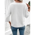 thumbnail image 6 of DOKOTOO Blouses for Woman Boho V Neck Lace Shirt 3/4 Sleeve Loose Fit Blouse Tops White L US12-14, 6 of 10