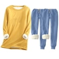 thumbnail image 1 of Pisexur Ensemble 3 Pcs pour Femmes Hiver Chaud Polaire Couleur Unie Survêtements Ensembles 1 Chandails en Molleton Col Rond + 2 Pantalons de Pyjama Décontractés Pyjamas Surdimensionnés pour Femmes Ensemble S-5TG, 1 of 2
