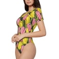 thumbnail image 2 of Naloa Tulips Flowers Women's Short-Sleeved Onesie, One-Piece Swimsuit for Parties, dates, clubs - X-Large, 2 of 9