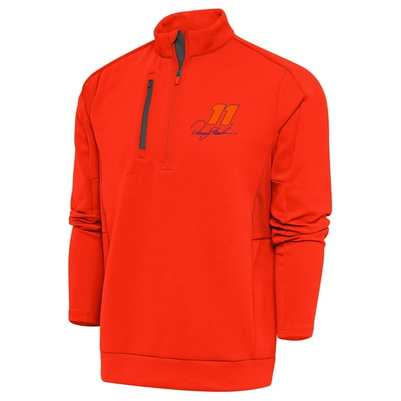 Men's Antigua Orange Denny Hamlin Generation Quarter-Zip Pullover Top
