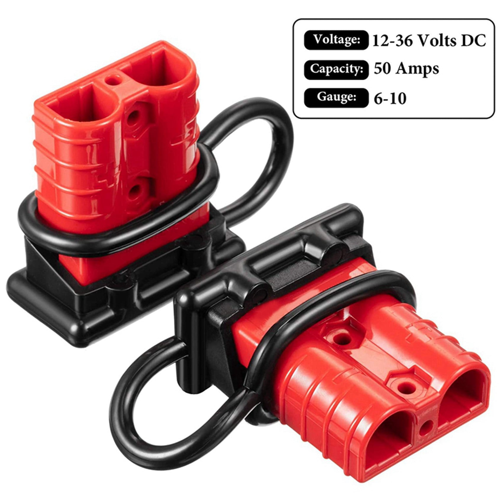 12Sets 6-10 Gauge Battery Quick Connector 50A 12-36V Battery Quick Disconnect Wire Harness Plug Kit Battery Quick Plug A,12 x 50A Battery quick connectors 12 x Caps 24 x Terminal pins,Black&red