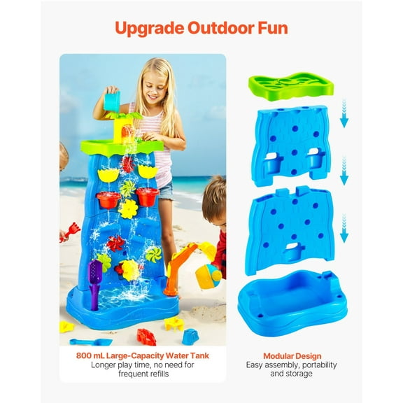 Double-Sided Waterfall Play Table for Toddlers - Sand & Water Sensory Bin