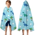 thumbnail image 3 of Light Blue Dinosaurs Palms Eggs Pattern Hooded Bath Towel，50"x30" for Ages 3 To 12 Kids, Quick Dry Lightweight Soft Microfiber Hood Beach Towel Cover Up for Kids, 3 of 7