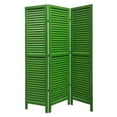 thumbnail image 1 of 3 Panel Foldable Wooden Shutter Screen with Straight Legs, Green, 1 of 2