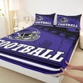 thumbnail image 3 of jejeloiu Purple Black Rugby Twin 3-Piece Football Lover Sport Sheet Set, 3 of 7