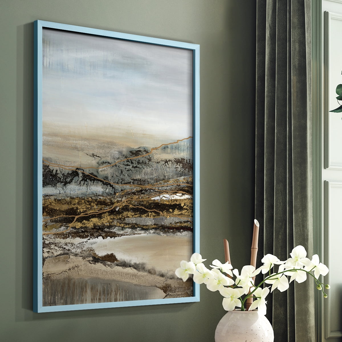 Annual Journey Framed Print in Blue Solid Wood Framed Print No Nail Hanging
