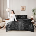 thumbnail image 4 of Castle Fairy Halloween Skull 7-Piece Twin Bedding,Gothic Style Bedding Comforter Set,Gray Black,Black Reversible, 4 of 7