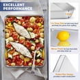 thumbnail image 3 of shiyou-12.5 Inch Baking Pan with Rack Set, Quarter Size Stainless Steel Toaster Oven Pan and Wire Rack, Nonstick Metal Tray for Baking Cookies/Roasting Vegetables/Grilling Steaks, Dishwasher Safe, 3 of 4