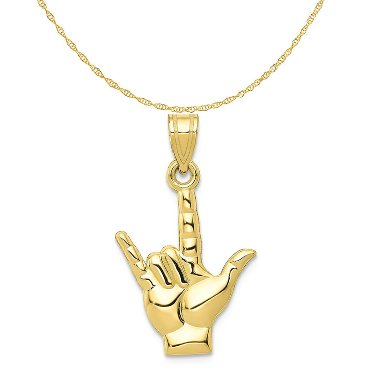 Carat in Karats 10K Yellow Gold Polished I Love You Hand Sign
