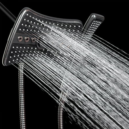 AKDY 9” Rectangular Shower Head with 4 Multi-Function Modes and Wand Combo in Antique