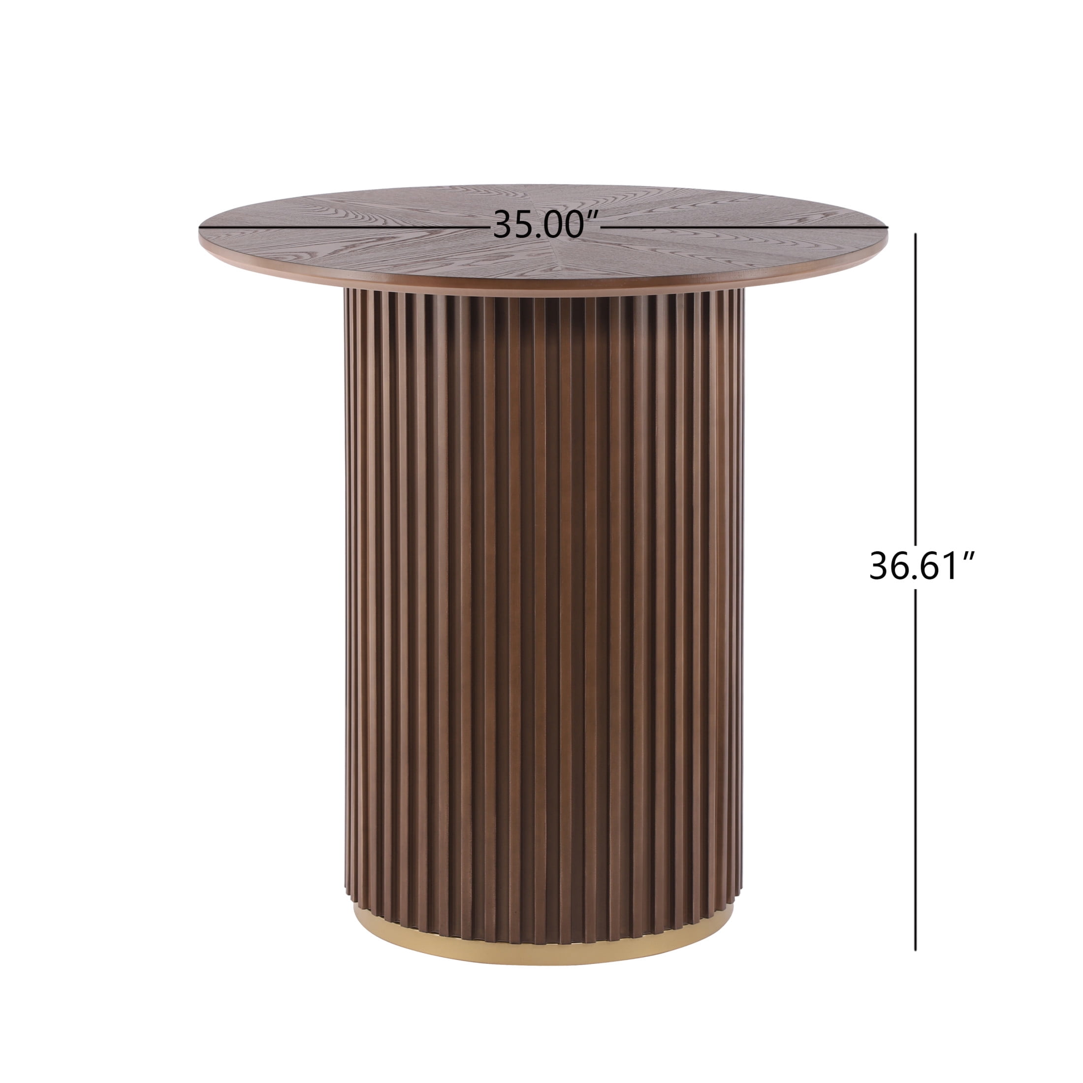 Christopher Knight Home 36.6"H Modern Round Counter Height Dining Table, Iron Fluted Base, Walnut