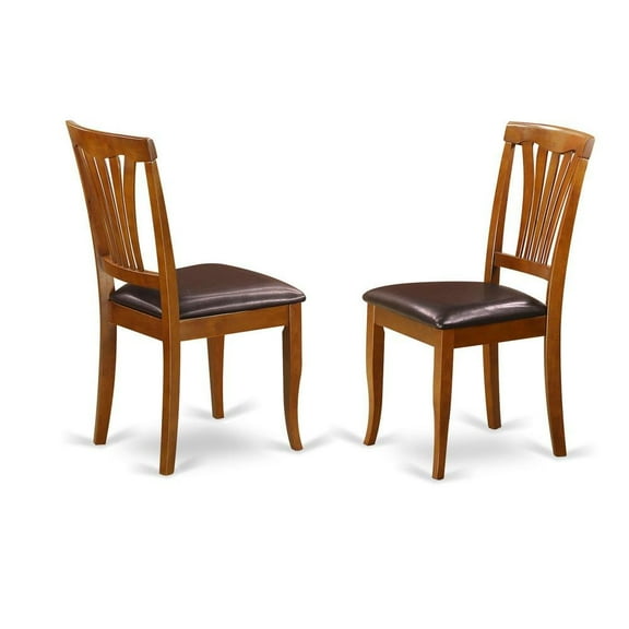 FurniFact Elegant Wooden Dining Chairs – Faux Leather Kitchen Chairs, Set of 2