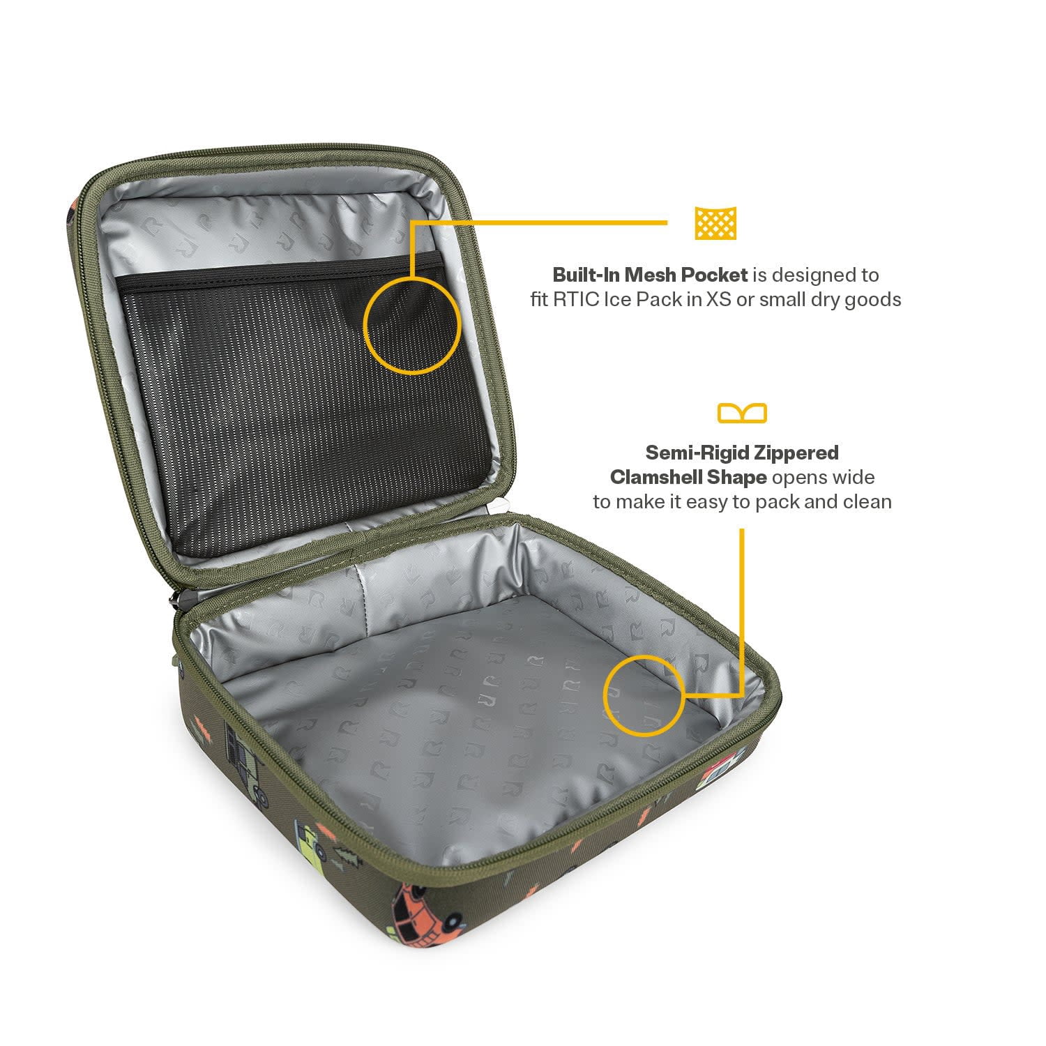 RTIC Day Packer Lunch Box, Insulated Lunch Container, Zipper Closure, Waterproof Fabric Happy Camper
