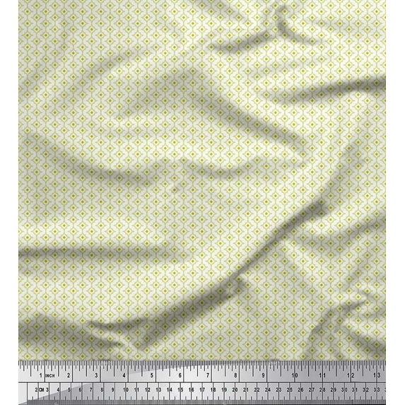 Soimoi Polyester Crepe Fabric Dot & Floral Small Print Fabric by The Yard 52 Inch Wide