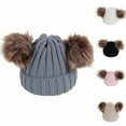 thumbnail image 3 of Zwiiyzr 2025 Toddler Baby Girls Boys Winter Hat Kids Pompom Beanie Hats Baby Faux Fur Pom Beanie Warm Soft Toddler Hats Beige Free Size, 3 of 3
