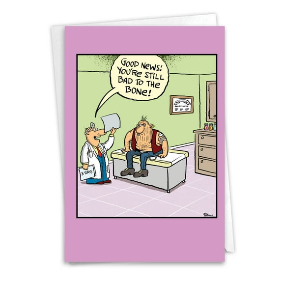1 Funny Get Well Card with Envelope - Bad To The Bone C9282GWG