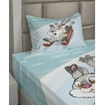 thumbnail image 3 of Ambesonne Bunny Fitted & Top Sheet Set with Sham, Winter Wooden Sled Cartoon, Aqua and Orange, 3 of 5