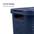 thumbnail image 6 of Mind Reader 40L Slim Laundry Hamper, Lid, Wicker Design, Plastic, 18"L x 10.4"W x 23.5"H Adult, Navy, 6 of 8