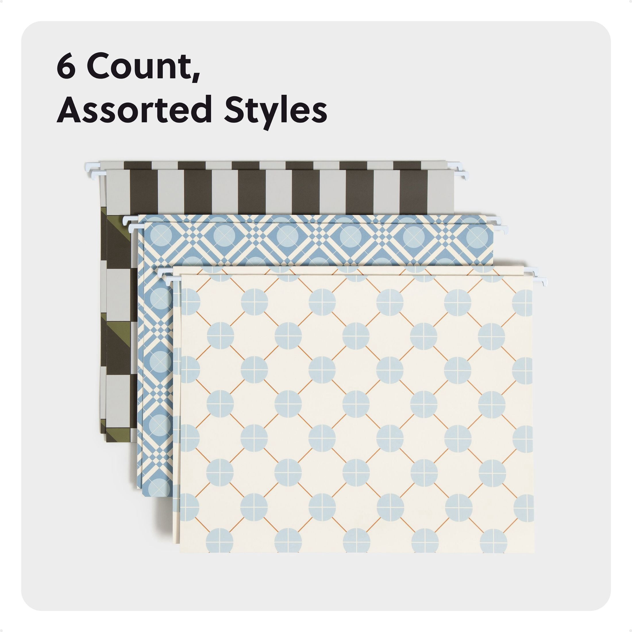 U Brands Fashion Hanging File Folders, Set of 6, Geo Oasis, Letter Size