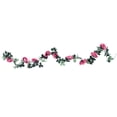 thumbnail image 1 of Guirnalda de flores de rosas de seda artificiales, vid colgante de ratán, decoración para el hogar y la boda (rosa y morado), 1 of 6