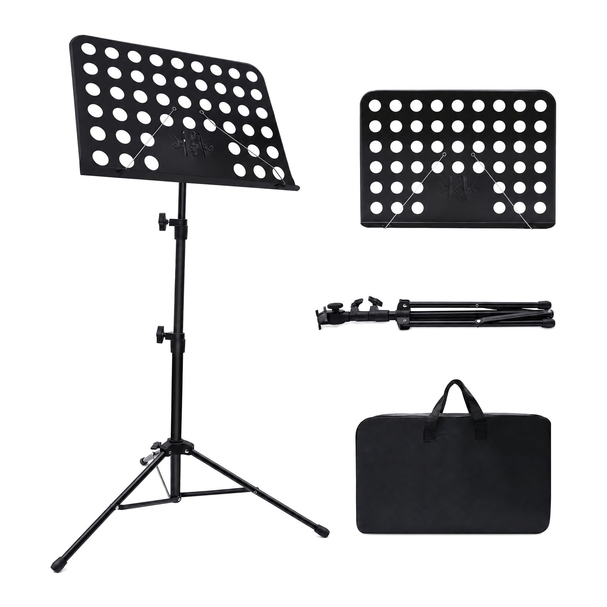 Sheet Music Stand, Adjustable Music Stand with Carrying Bag, Professional Music Book Holder Music Sheet Clip Holder for Guitar, Ukulele, Violin Players (Standard Version, 1 Pack)