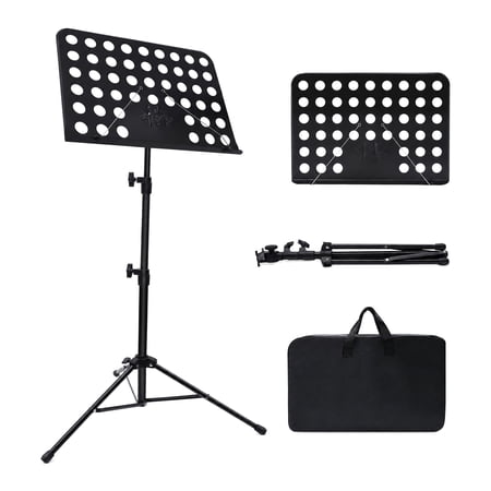 Sheet Music Stand, Adjustable Music Stand with Carrying Bag, Professional Music Book Holder Music Sheet Clip Holder for Guitar, Ukulele, Violin Players (Standard Version, 1 Pack)