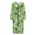 thumbnail image 3 of Yuyamidu Cucumber Long Zip Up Bathrobes for Women Long Sleeve Robes Size 3XL Green Robe Housecoats Lightweight Zipper Front Sleep Dress Pepper Loungewear Dress, 3 of 7