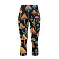 thumbnail image 4 of SCRAWLGOD Mushroom Print Black Capri Leggings for Women with Pockets - 4 Way Stretch Yoga Pants Lightweight Slim Yoga Legging with Tummy Control for Workout Running, L, 4 of 7