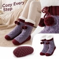 thumbnail image 2 of Voska Winter Warm Thick Fleece Lined Non Slip Floor Socks Adult Cozy Home Slipper Socks with Grippers Indoor Anti Skid Socks for Men Women Purple One Size, 2 of 5