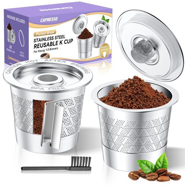 Cápsulas K reutilizables CAPMESSO de acero inoxidable con doble malla, paquete de 2