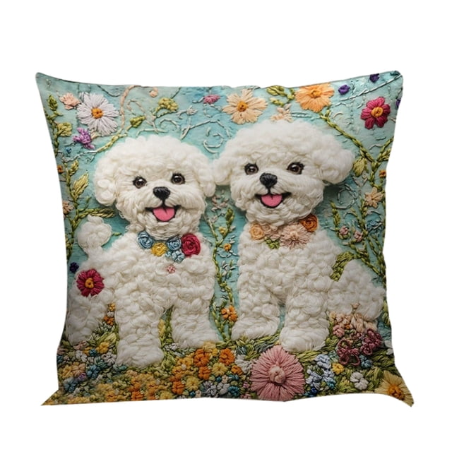 SIYTUAU Polyester Pillowcase With Dog Print 17.72X17.72 Inch Soft Cushion Cover For Sofa A