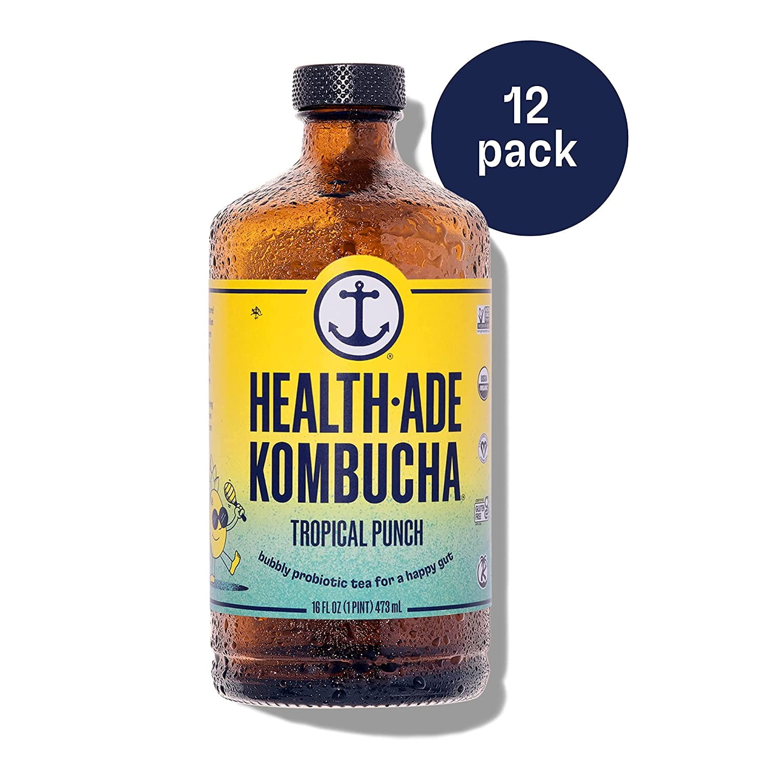 HealthAde Kombucha, Tropical Punch, 12 Pack, 16 fl oz