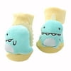 jingyuKJ 1pair Cartoon Newborn Socks Cotton Baby Anti Slip Socks (Cyan Dinosaur)