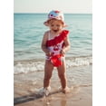thumbnail image 6 of BemeyourBBs Toddler Baby Girls Swimsuit with Hat 2 Pcs Set Cherry Bow Strawberry Print Ruffled Trim Spaghetti Strap Sleeveless Swimwear, 6 of 9