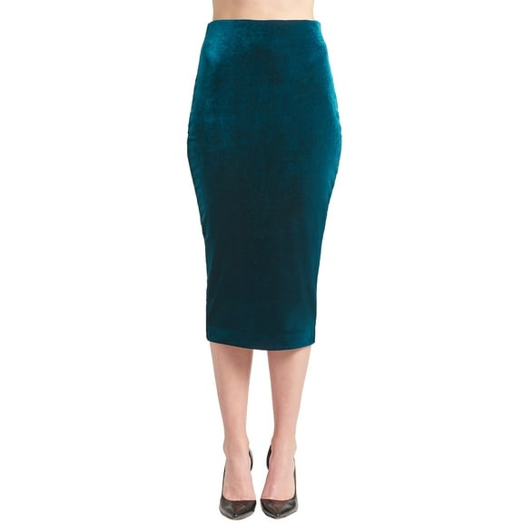 Tia Skirt - Women's Stretch velvet pencil skirt (teal)