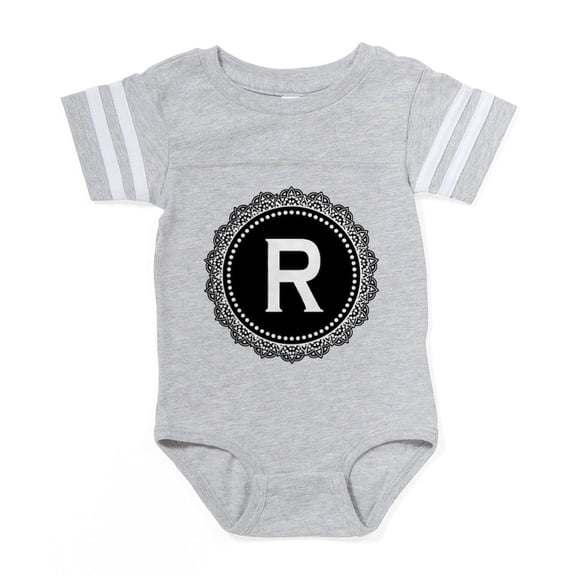 CafePress - Monogram Medallion R - Cute Infant Baby Football Bodysuit