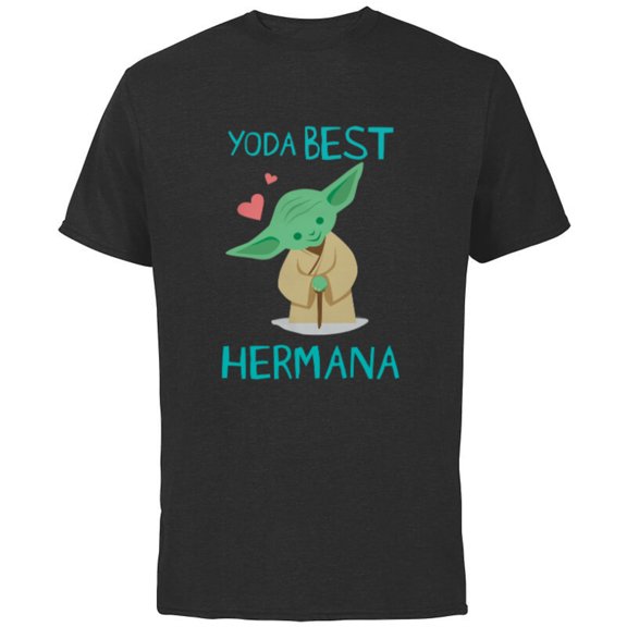 Star Wars Yoda Best Hermana Yoda Chibi Familia Spanish- Short Sleeve Cotton T-Shirt for Adults - Customized-Black