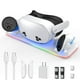 thumbnail image 1 of Para la base de carga Meta Quest 3S, estación de carga rápida PD de 18 W con luz RGB, soporte de carga magnético para casco/mando de realidad virtual con 2 baterías recargables, 1 of 7