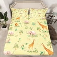 thumbnail image 2 of Castle Fairy Cute Wildlife Lion Elephant Giraffe 4pcs Bed Sheets for Kids Children Teens,Cartoon Floral Flowers Animal King Sheets,Yellow Orange Super Cozy Sheet Set,Lightweight Room Decor, 2 of 7