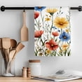 thumbnail image 2 of Red Blue Yellow Spring Floral Kitchen Towel Dish Cloths Set of 2, Microfiber Soft Kitchen Hand Towels, Blooming Summer Botanical Absorbent Quick Drying Dishcloths 18 x 28 Inches, 2 of 8