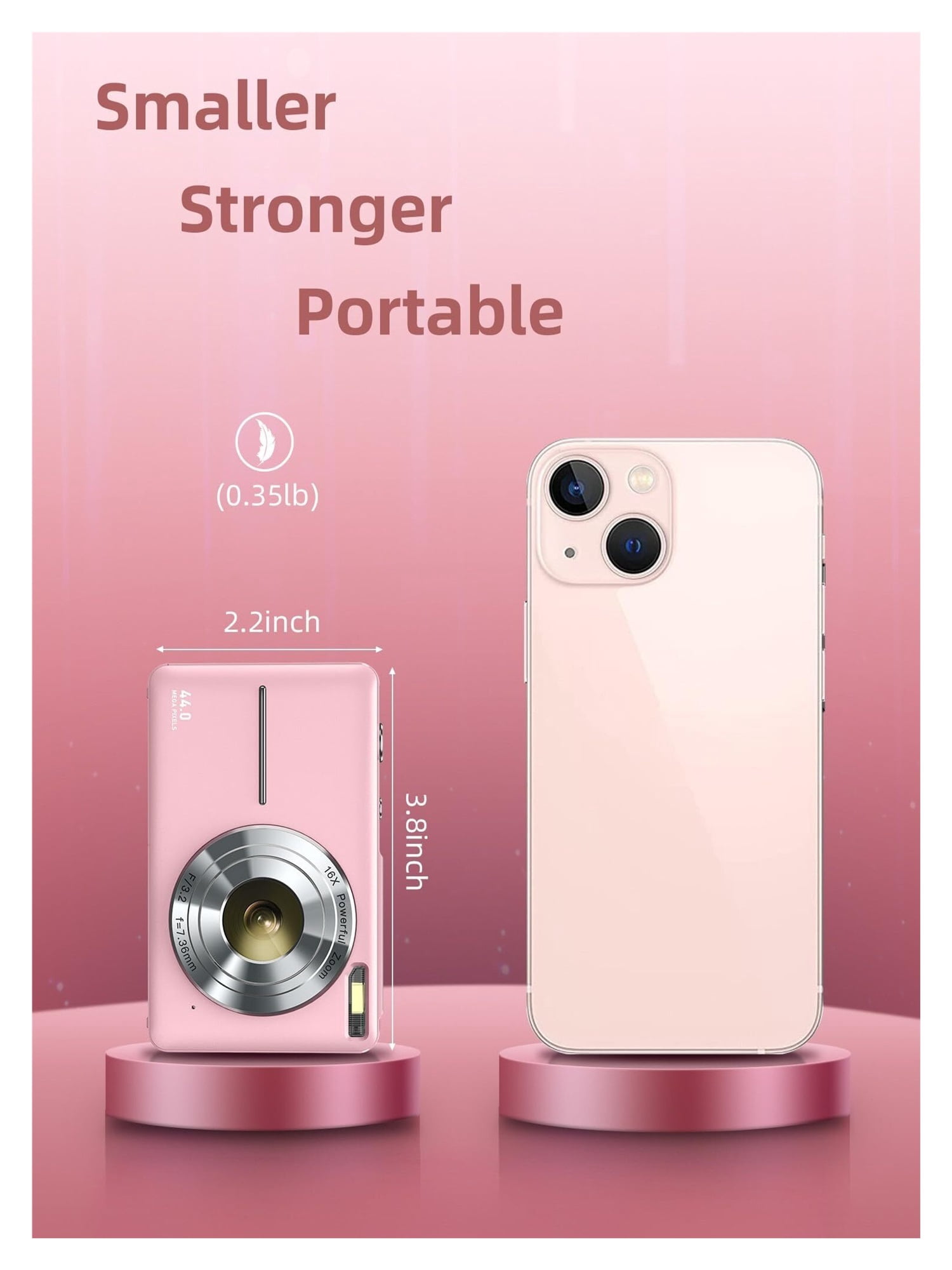 Digital Camera, FHD 1080P Camera, Digital Point and Shoot Camera with 16X Zoom Anti Shake, Compact Small Camera for Boys Girls Kids
