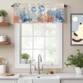 thumbnail image 2 of Summer Ocean Valance Curtain Blue Jellyfish Orange Corals Shells Starfish Retro Window Valances Rod Pocket Short Curtains Window Treatments for Kitchen Bedroom Bathroom Laundry 42" x 18", 2 of 9