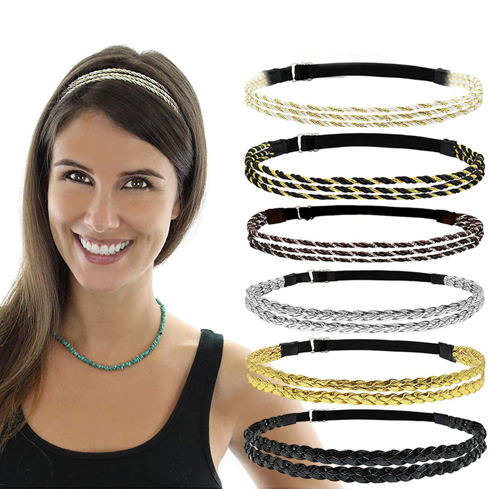 Elastic Headbands Adjustable Size Weave Twisted Hair Band Accessories