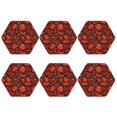 thumbnail image 2 of Pofeuu Tomatoes And Chili Print Leather Coasters Set of 6, Round Cups Mugs Mat Pad for Home Kitchen Heat Resistant Drink Coasters,Hexagon, 2 of 7