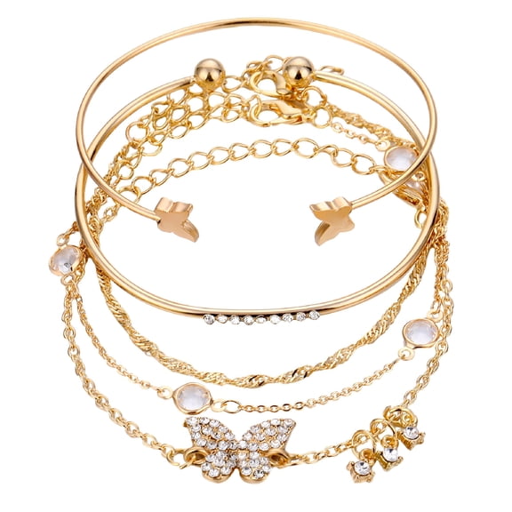 DESIGNICE 5pcs Bohemian Style Butterflies Bracelets Fashion Bangle Hand Chain