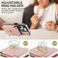 thumbnail image 6 of Nalacover Wallet Case for iPhone 13 Pro, Back Card Slots/Bag Magnetic Button Ring Holder Stand Cover with RFID Blocking Wrist Hand Strap Luxury PU Leather Anti-Shocks Protective Case,Rosegold, 6 of 9