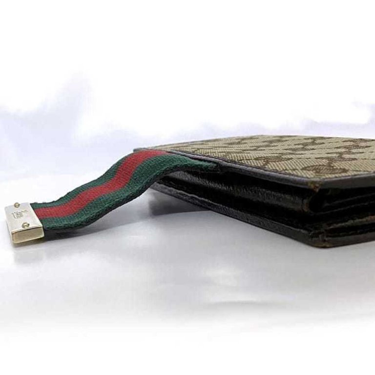 Pre-Owned Gucci Bifold Long Wallet Beige Brown Webbing Line 181668 