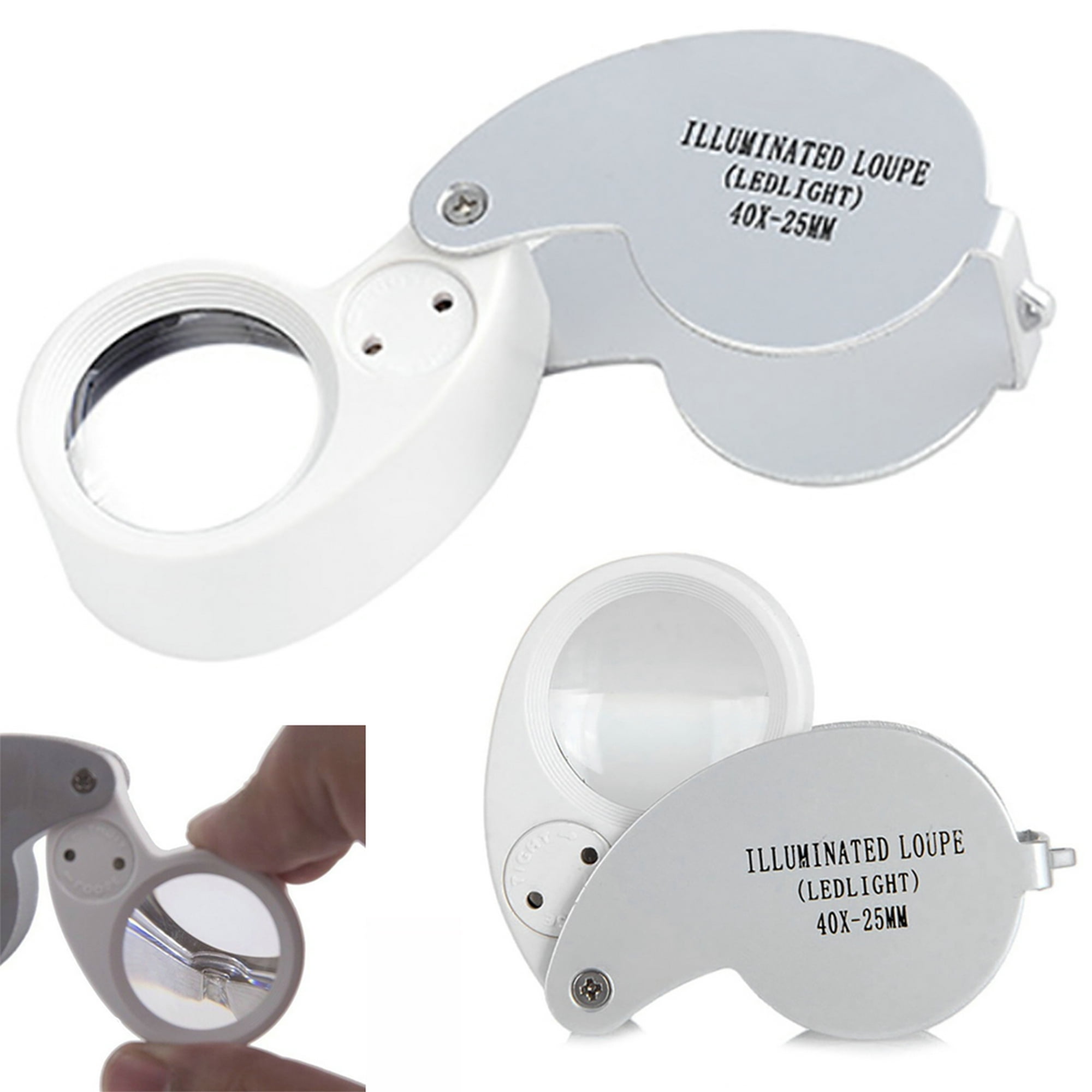 LED Illuminated Jewellers Jewellery Loupe Magnifying Glass Eye Lens 40 x 25mm