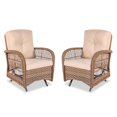 thumbnail image 7 of MEETWARM Outdoor Patio Wicker Rocking Glider Set of 2, All-Weather Rattan Patio Rocking Chairs with Thickened Cushions, Glider Patio Chair for Porch Garden & Backyard, Brown, 7 of 7